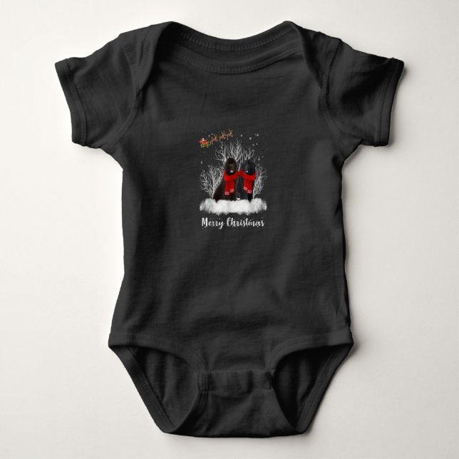 Santa Newfoundland Couple Merry Christmas Dog Gift Baby Bodysuit (Front)