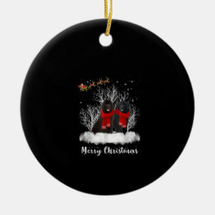 Santa Newfoundland Couple Merry Christmas Dog Gift Ceramic Ornament