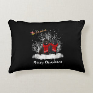 Santa Newfoundland Couple Merry Christmas Dog Gift Decorative Cushion