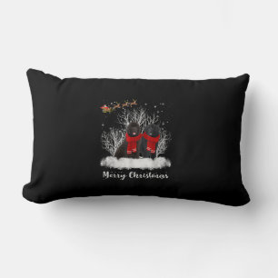 Santa Newfoundland Couple Merry Christmas Dog Gift Lumbar Cushion
