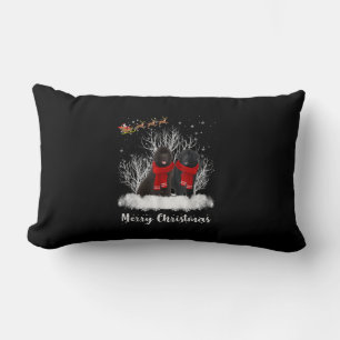 Santa Newfoundland Couple Merry Christmas Dog Gift Lumbar Cushion