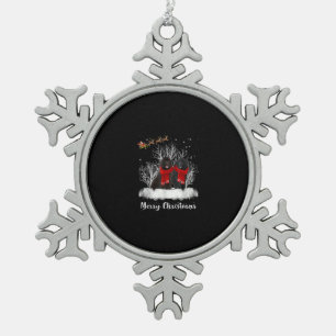Santa Newfoundland Couple Merry Christmas Dog Gift Snowflake Pewter Christmas Ornament
