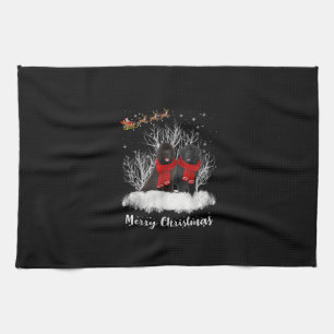 Santa Newfoundland Couple Merry Christmas Dog Gift Tea Towel