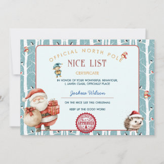 Santa Nice List Winter Woodland Christmas Invitation