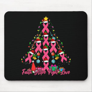 Santa nk Ribbon Christmas Tree Breast Cancer Mouse Pad