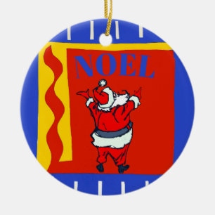 Santa Noel, add, edit text Ceramic Ornament