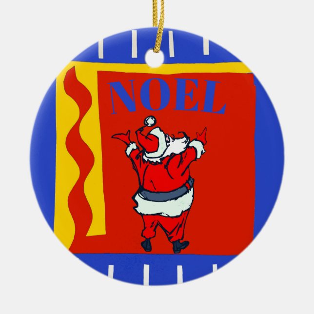 Santa Noel, add, edit text Ceramic Ornament (Front)