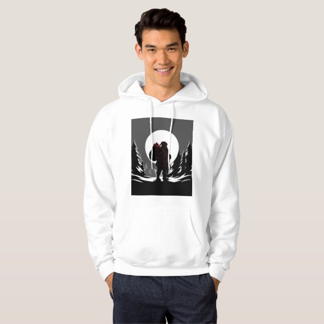 Santa Noir – Black & White Santa with Red Glow  Hoodie (Front Full)
