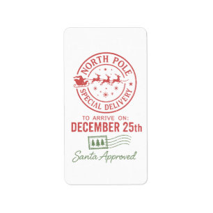Santa North Pole Christmas Label