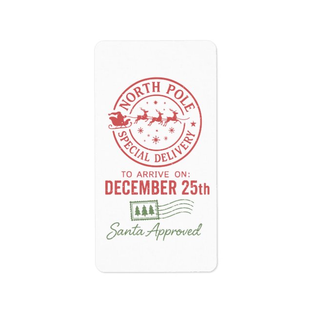 Santa North Pole Christmas Label (Front)