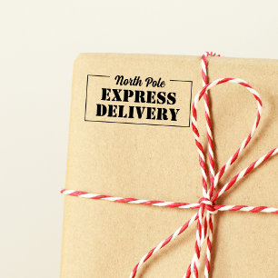 Santa North Pole Express Delivery Rubber Stamp