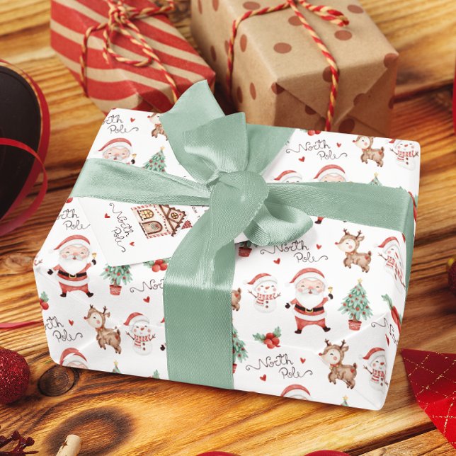 Santa North Pole Wrapping Paper (Celebrate the holidays with this cute North Pole Santa wrapping paper! )