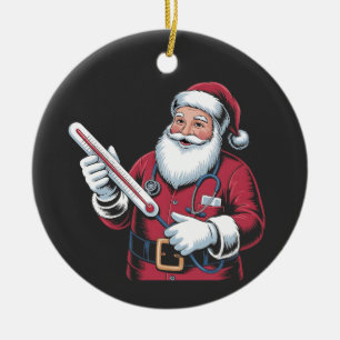 Santa Nurse Xmas Nursing Healthcare Worker Ceramic Ornament