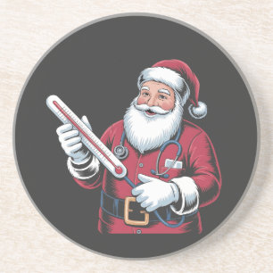 Santa Nurse Xmas Nursing Healthcare Worker Coaster