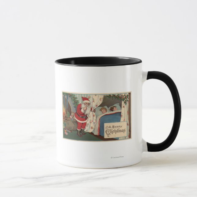 Santa Observing Sleeping Children Mug (Right)