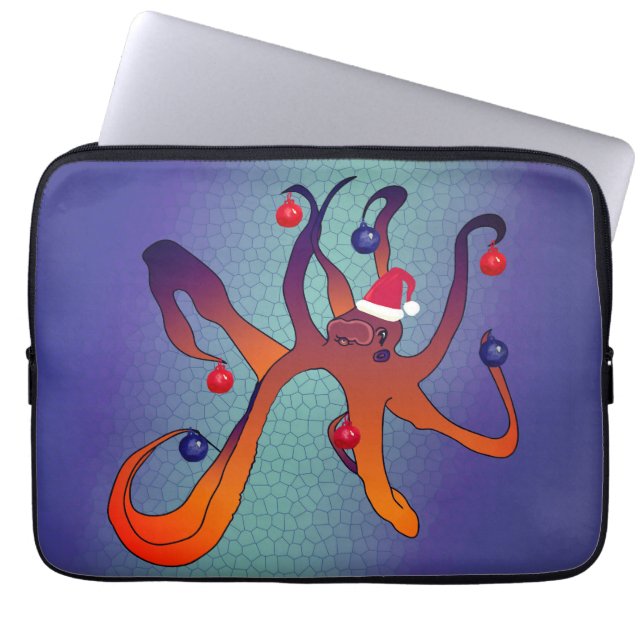 Santa Octopus Laptop Sleeve (Front)