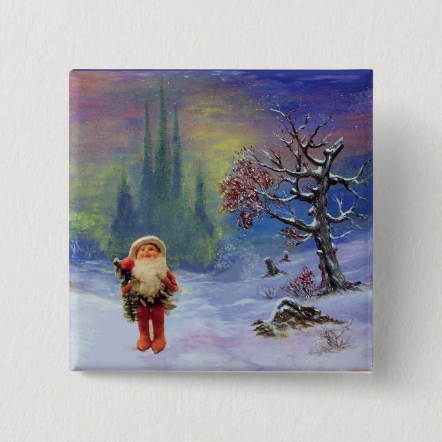 SANTA OF THE GNOMES 15 CM SQUARE BADGE (Front)