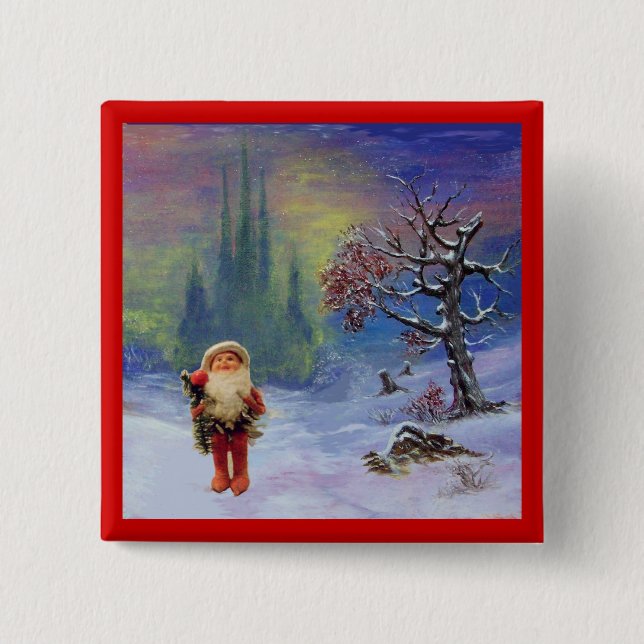 SANTA OF THE GNOMES 15 CM SQUARE BADGE (Front)
