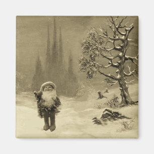 SANTA OF THE GNOMES Funny Christmas Sepia Brown Magnet
