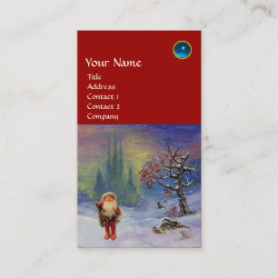 SANTA OF THE GNOMES MONOGRAM Blue Sapphire Red Business Card