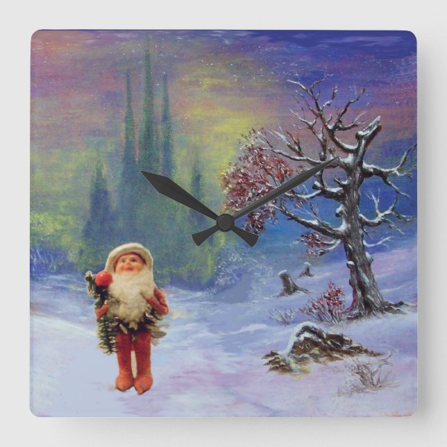 SANTA OF THE GNOMES SQUARE WALL CLOCK (Front)