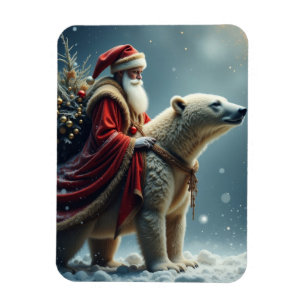 Santa of the North Pole on a Polar Bear Magnet