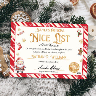 Santa Official Nice List Certificate Invitation