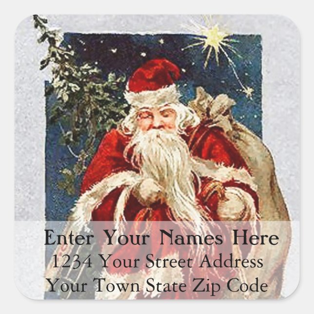 Santa on a Country Lane Christmas Address Label (Front)