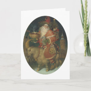 Santa on a Goat Holiday Card