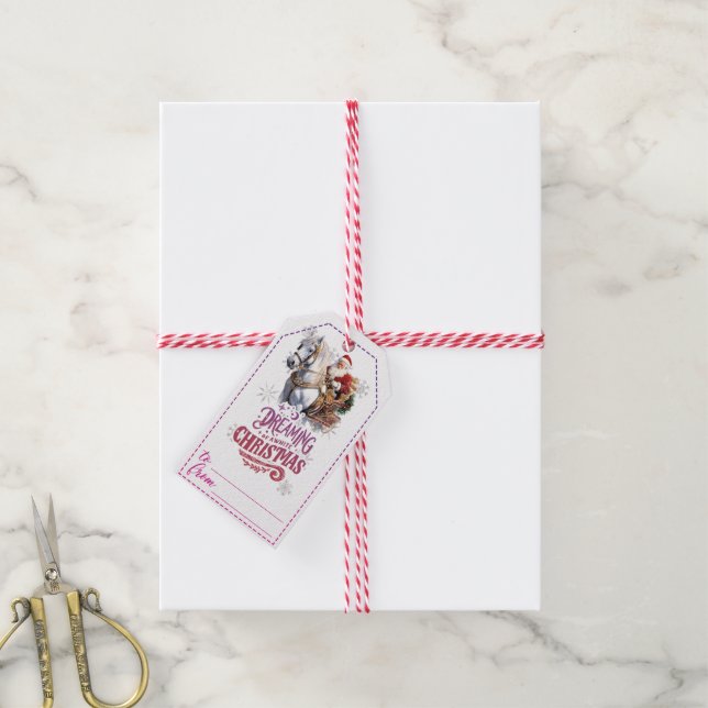 Santa on a horse gift tag (With Twine)
