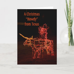 Santa on a Longhorn Texas Christmas Greeting Card