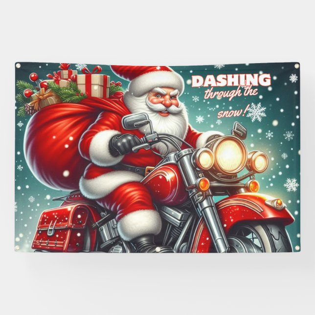 Santa on a motorcycle banner (Horizontal)