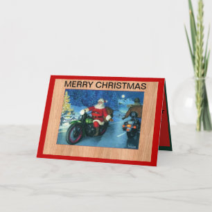 Santa on a Motorcycle Christmas Card