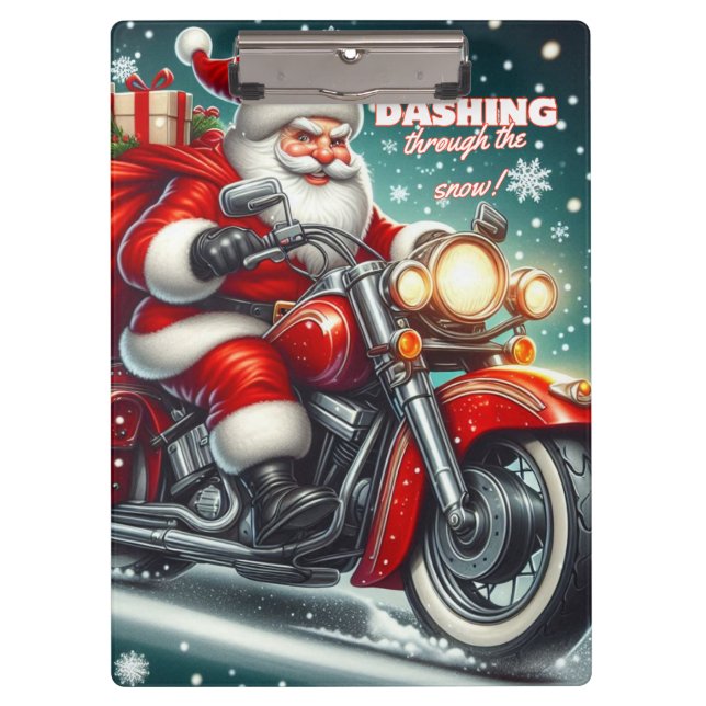 Santa on a motorcycle clipboard (Front)