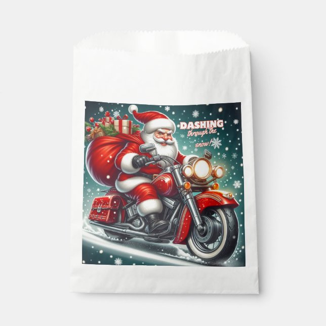 Santa on a motorcycle favour bag (Front)
