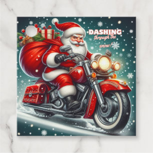 Santa on a motorcycle favour tags