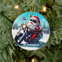 Santa on a Motorcycle in the Snow