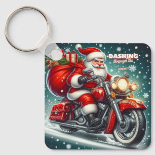 Santa on a motorcycle key ring