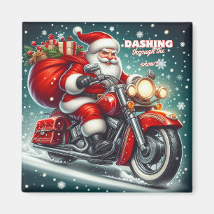 Santa on a motorcycle magnet