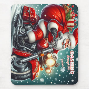 Santa on a motorcycle mouse pad