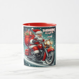 Santa on a motorcycle mug