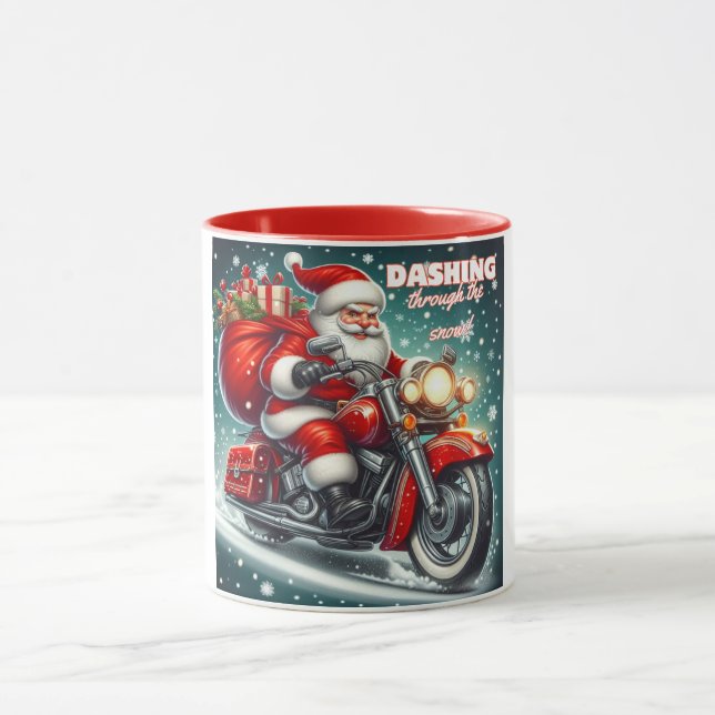 Santa on a motorcycle mug (Center)