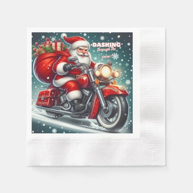 Santa on a motorcycle napkin (Front)