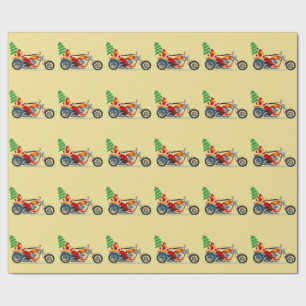 Santa on a Motorcycle Wrapping Paper