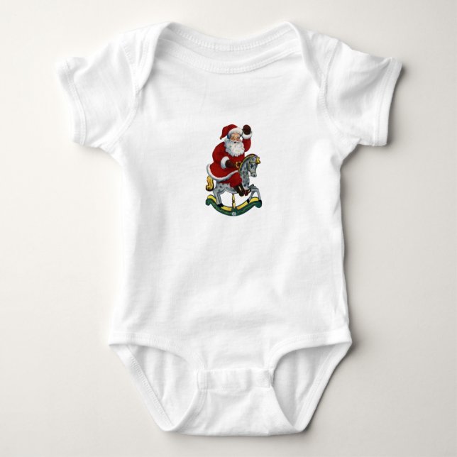 Santa On A Rocking Horse Baby Tee (Front)