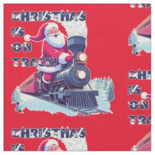 Santa On a Train Fabric
