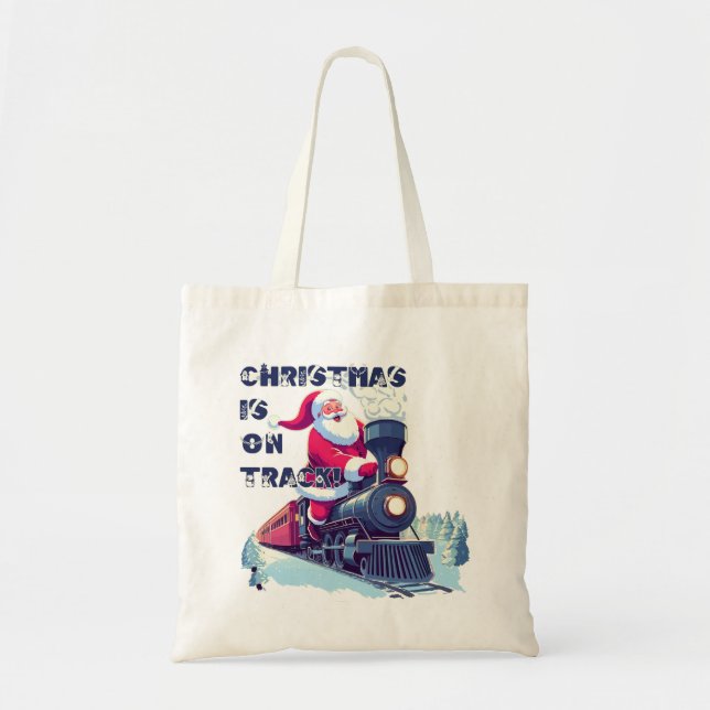 Santa On a Train Tote Bag (Front)