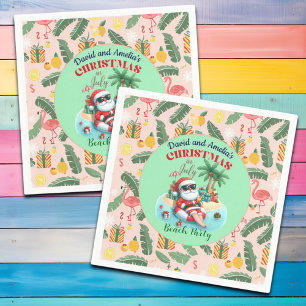 Santa on a Tropical Island Christmas in July Party Napkin