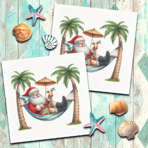 Santa on a Tropical Island Christmas Napkin