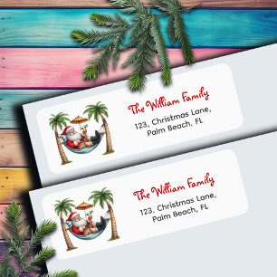 Santa on a Tropical Island Return Address Label